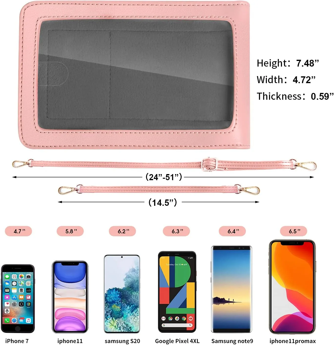 Crossbody Cellphone Purse Women Touch Screen Bag RFID Blocking Wallet Handbag Shoulder Strap