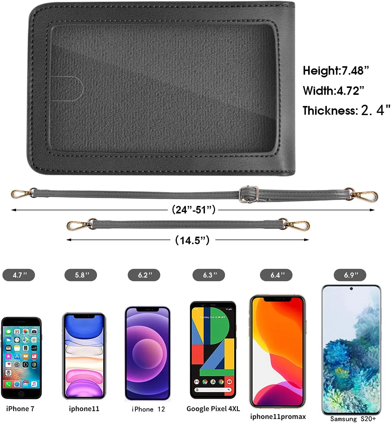 Crossbody Cellphone Purse Women Touch Screen Bag RFID Blocking Wallet Handbag Shoulder Strap