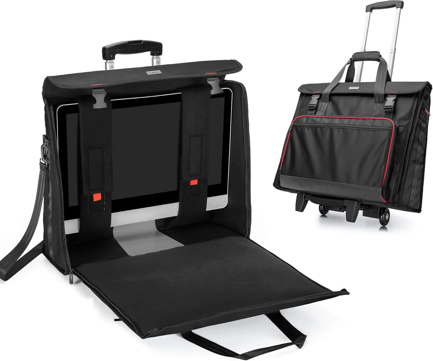 CURMIO Rolling Carrying Bag Compatible for Apple iMac 21.5 inch Desktop Computer, Detachable Trolley Storage Case Compatible with iMac 21.5-inch Monitors and Accessories, Black (Patent Pending)