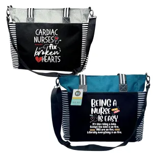 Custom Designed Personalized Brooke & Jess Designs Nurse Tote Bag Laptop Computer Work Travel Bag with Zipper and Interior Pockets (Gray)