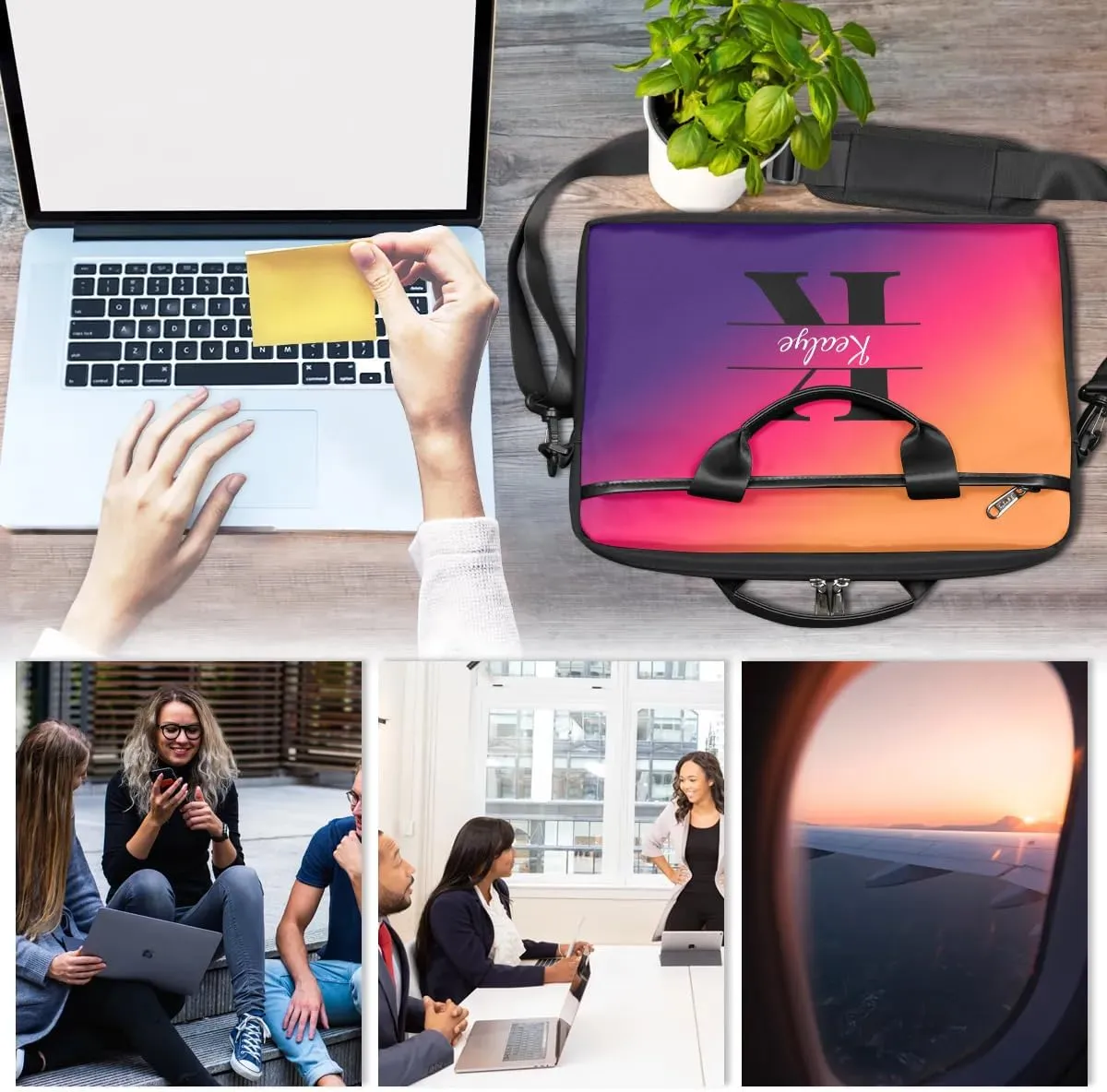 Custom Laptop Bag for Women Men Personalized Name 13 14 15.6 inch Laptop Messenger Shoulder Bags