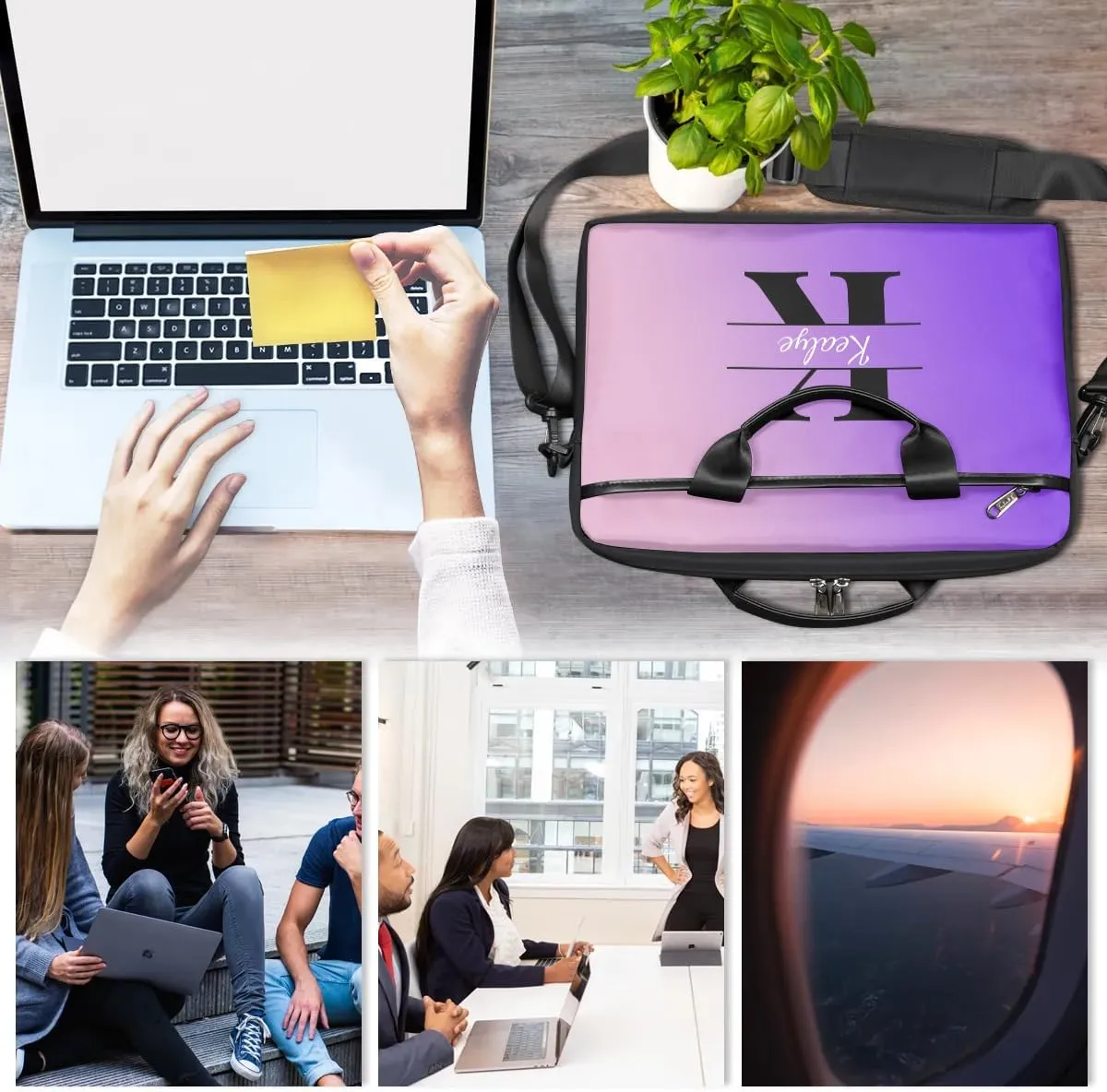Custom Laptop Bag for Women Men Personalized Name 13 14 15.6 inch Laptop Messenger Shoulder Bags