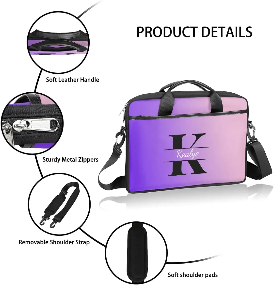 Custom Laptop Bag for Women Men Personalized Name 13 14 15.6 inch Laptop Messenger Shoulder Bags
