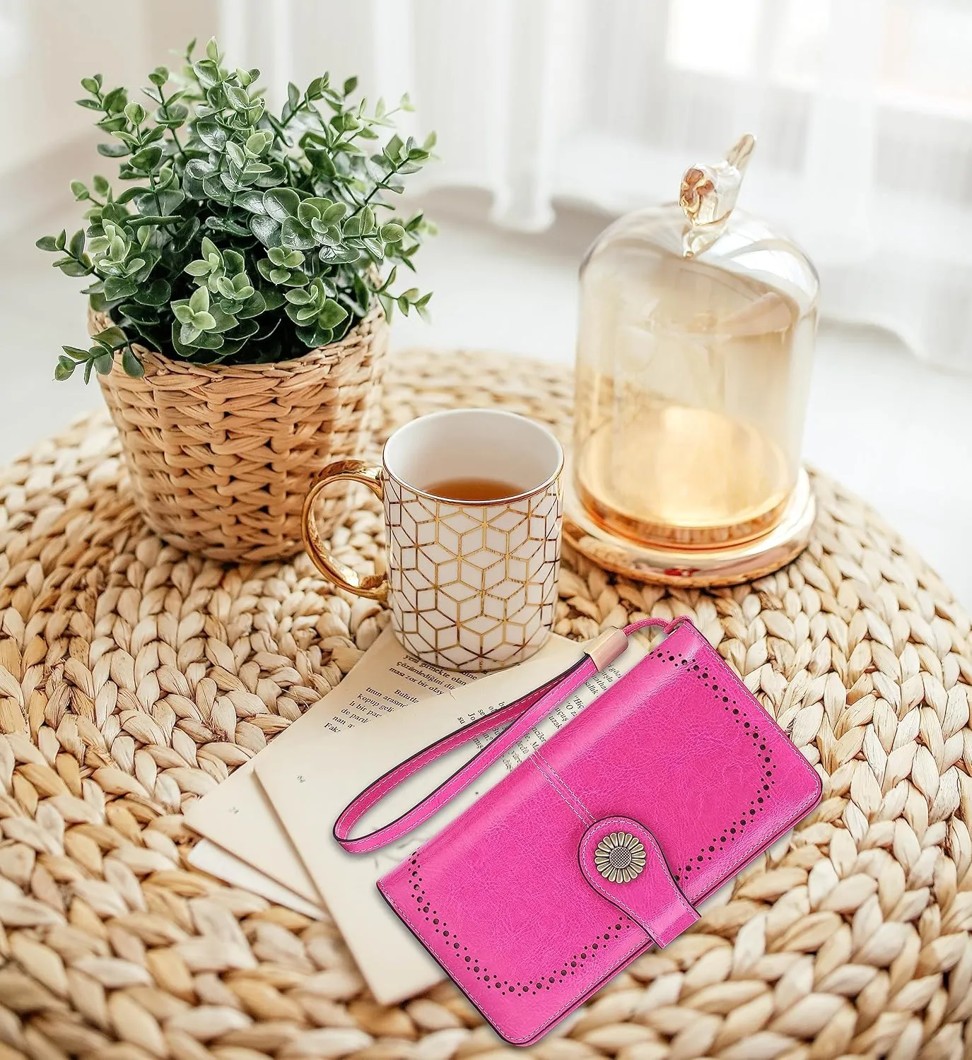 Custom Wristlet Wallet,Personalized Engraved Name Wallets with RFID Blocking Large Capacity Clutch Purse Credit Card Holder (Rose-1)