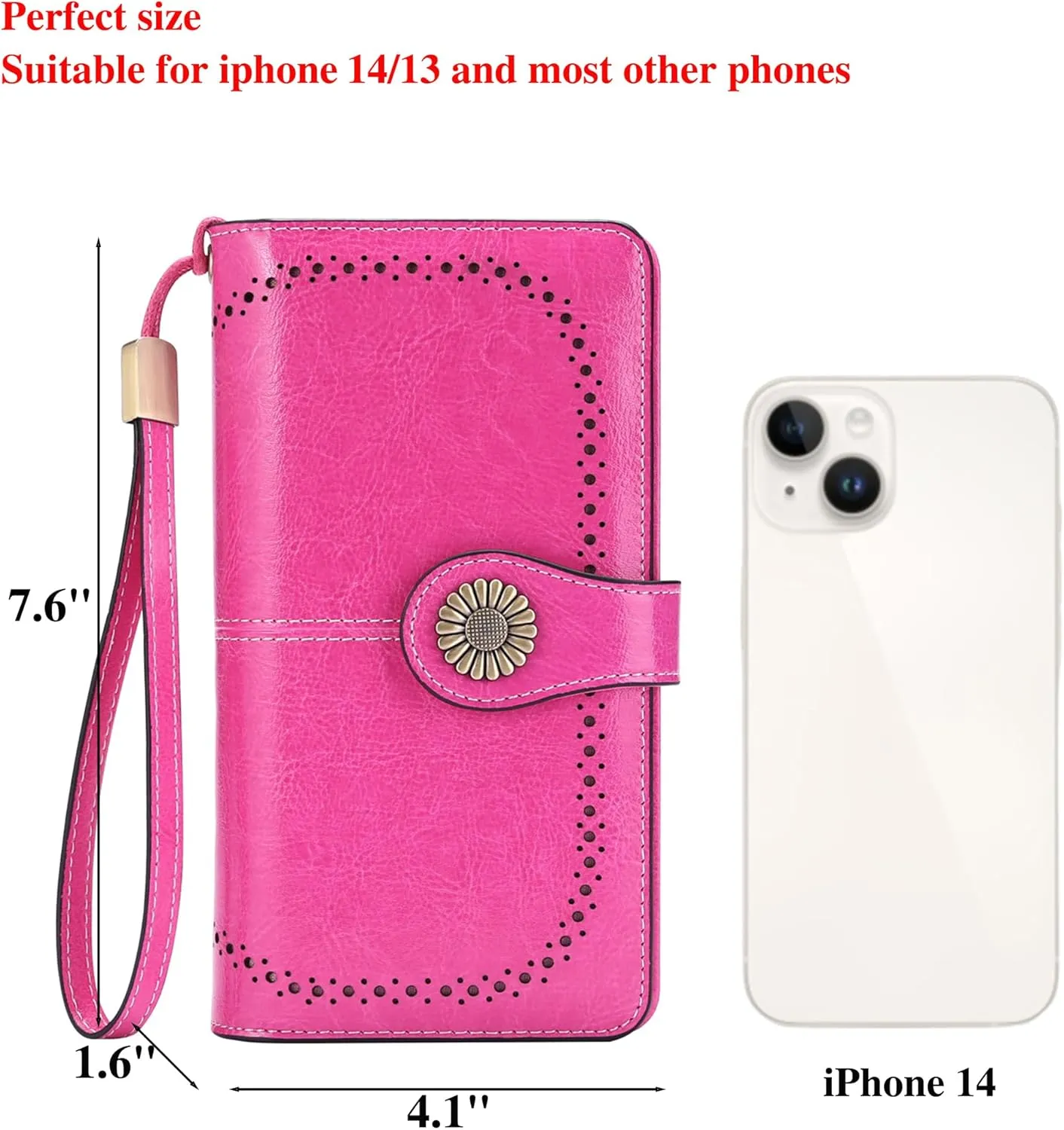 Custom Wristlet Wallet,Personalized Engraved Name Wallets with RFID Blocking Large Capacity Clutch Purse Credit Card Holder (Rose-1)