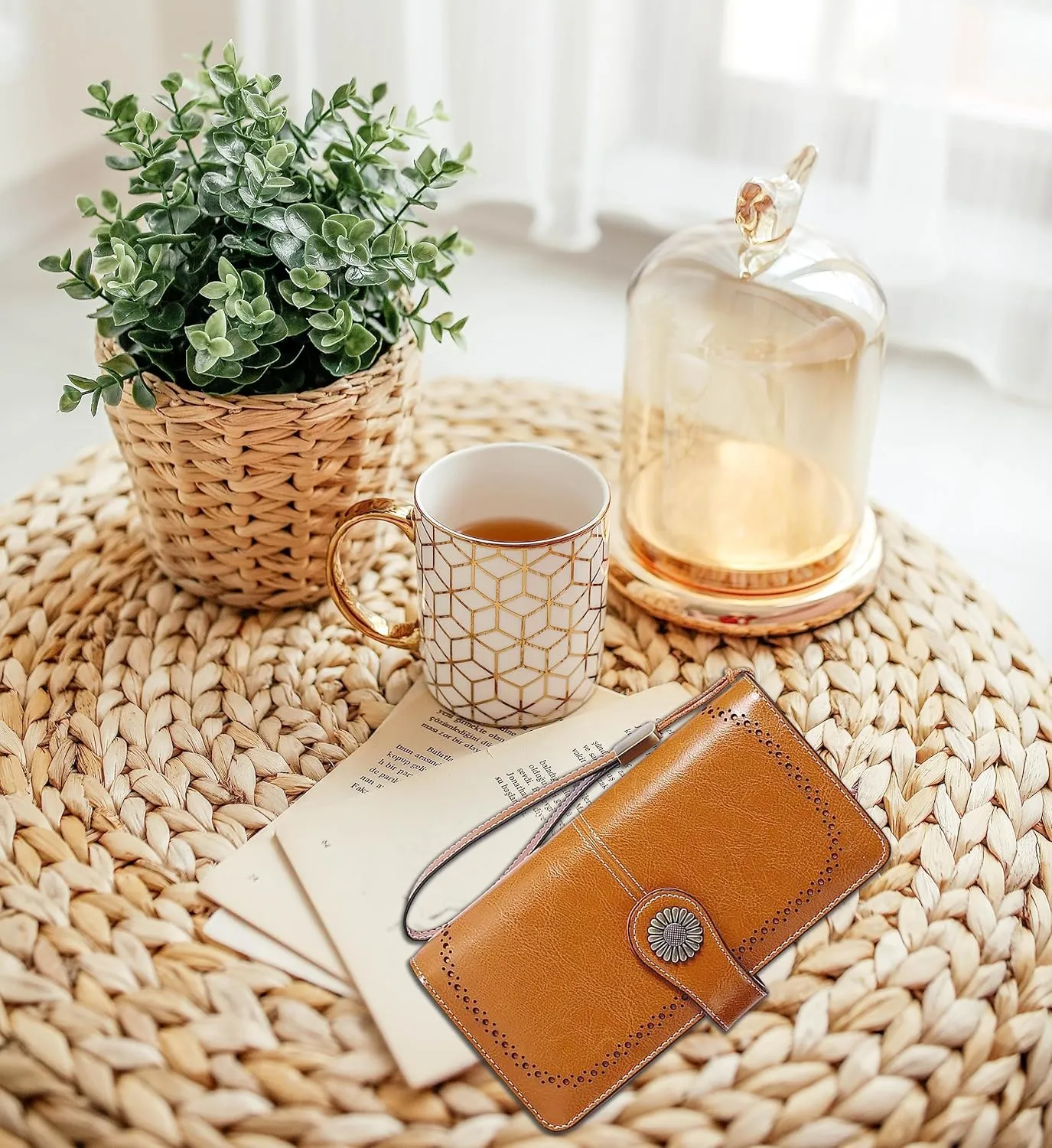 Custom Wristlet Wallet,Personalized Engraved Name Wallets with RFID Blocking Large Capacity Wristlet Clutch Purse Credit Card Holder for Women (Genuine Leather, Brown)
