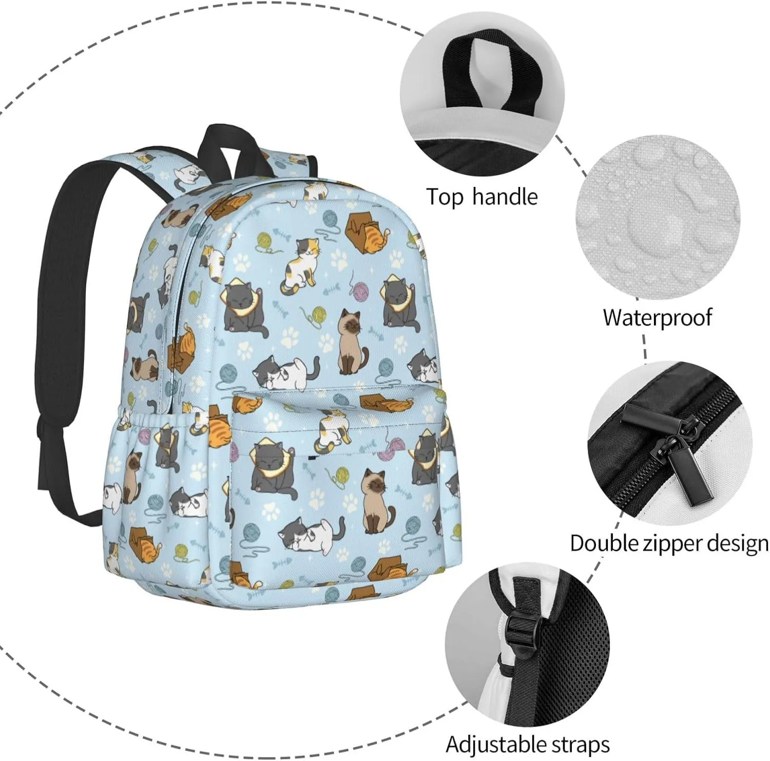 Cut cats Backpack for Women 16.9 inch Travel Casual Laptop Backpack Lightweight Waterproof Hiking Daypack