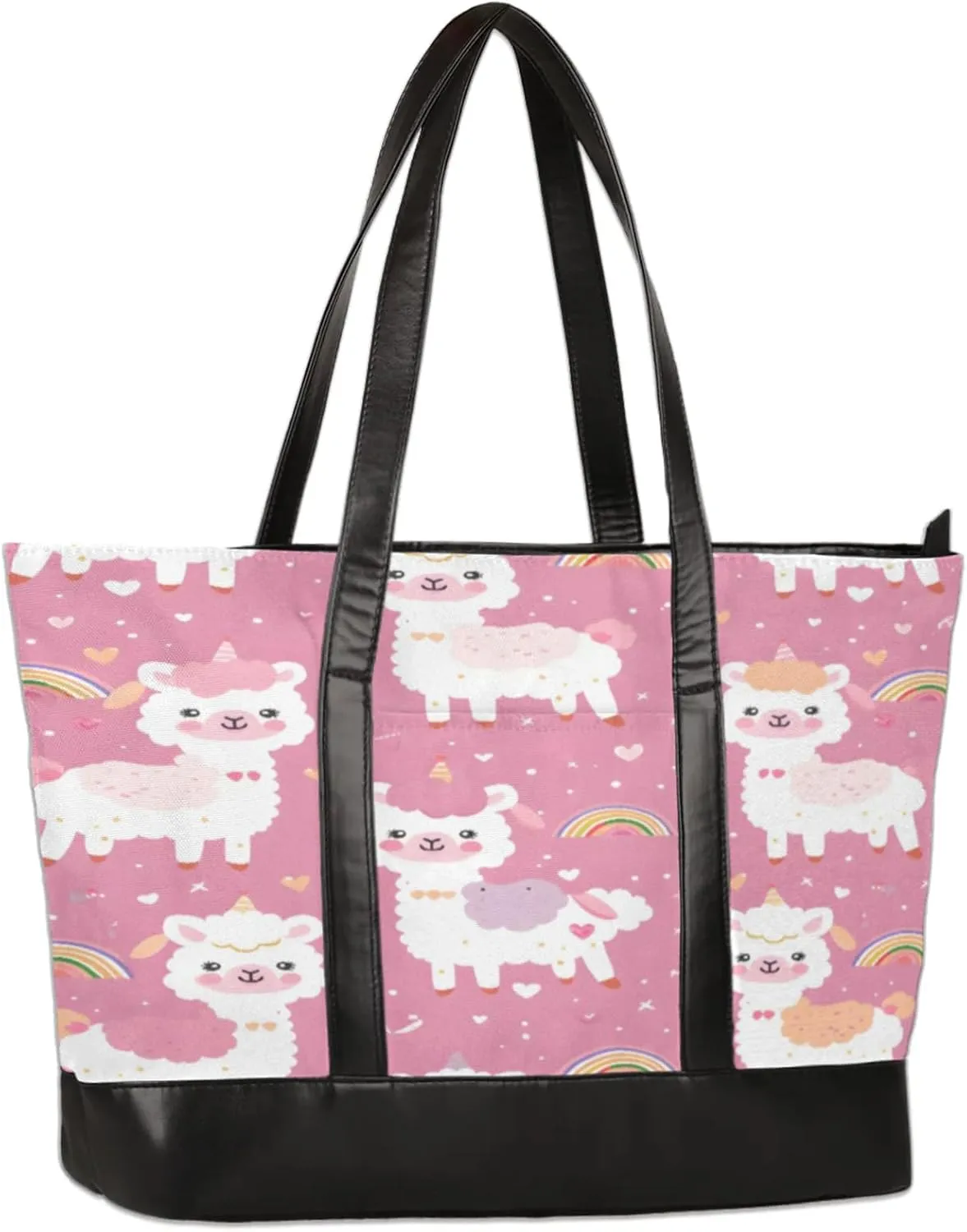 Cute Alpacas Love Laptop Tote Bag for Women Lightweight Work Purse with Multiple Compartments Fits 13-15.6 Inch Laptop Tablet Shoulder Bag for Office Travel Daily Use