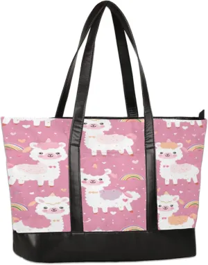 Cute Alpacas Love Laptop Tote Bag for Women Lightweight Work Purse with Multiple Compartments Fits 13-15.6 Inch Laptop Tablet Shoulder Bag for Office Travel Daily Use