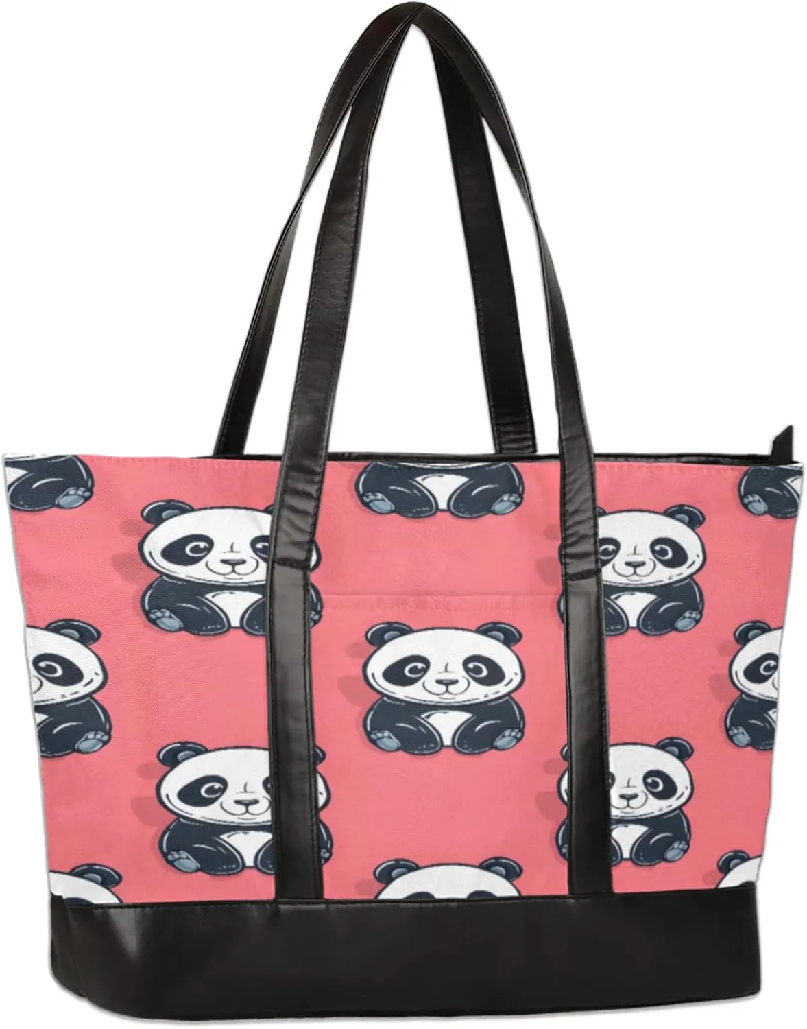 Cute Cartoon Pandas Laptop Tote Bag for Women Lightweight Work Purse with Multiple Compartments Fits 13-15.6 Inch Laptop Tablet Shoulder Bag for Office Travel Daily Use