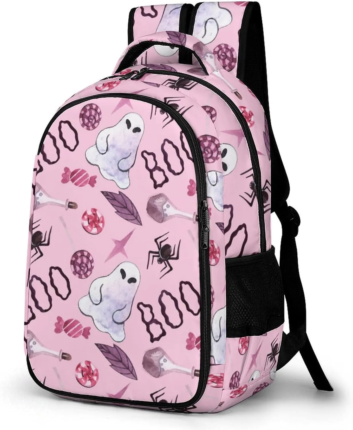 Cute Ghosts Spider Pink Travel Laptop Backpack Watercolor Candys Large Casual Daypack Durable Work Computer Camping Back Packs Bags for Women Men