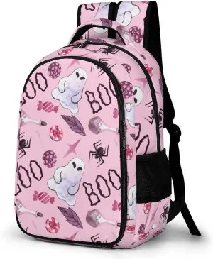 Cute Ghosts Spider Pink Travel Laptop Backpack Watercolor Candys Large Casual Daypack Durable Work Computer Camping Back Packs Bags for Women Men
