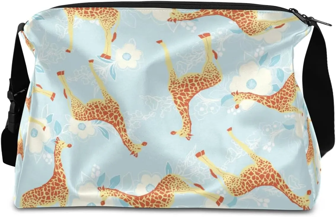 Cute Giraffe Flower Small Gym Bag for Men Women Workout Sport Duffle Bag Waterproof Weekender Overnight Bag Lightweight Carry on Tote Bag Crossbody Shoulder Travel Bag for Swim Yoge Dance
