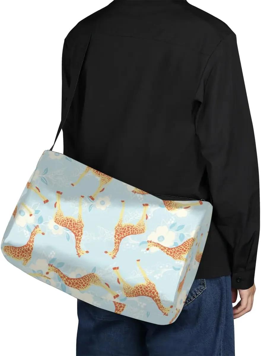 Cute Giraffe Flower Small Gym Bag for Men Women Workout Sport Duffle Bag Waterproof Weekender Overnight Bag Lightweight Carry on Tote Bag Crossbody Shoulder Travel Bag for Swim Yoge Dance