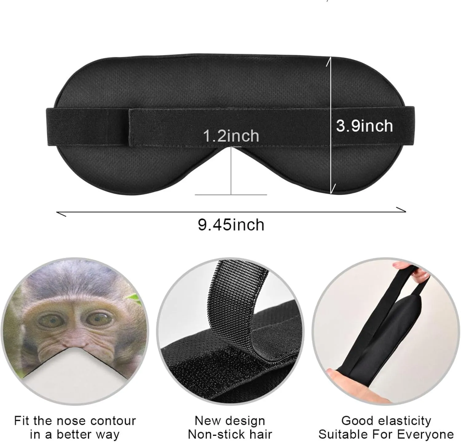 Cute Monkey Sleep Mask Light Blocking Eye Mask for Sleeping with Adjustable Strap Wildlife Soft Lightweight Eye Cover Blindfold for Men Women Work Travel Naps