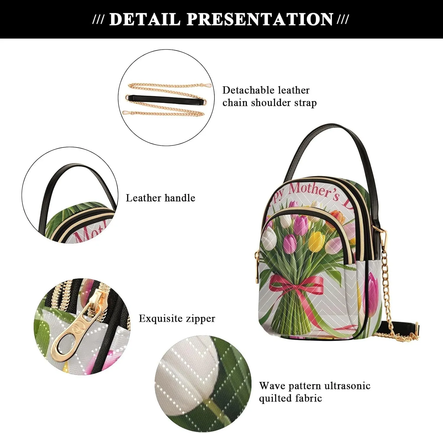 Cute Quilted Crossbody Bag Small Shoulder Purse Women's Handbags Phone Purse with Chain