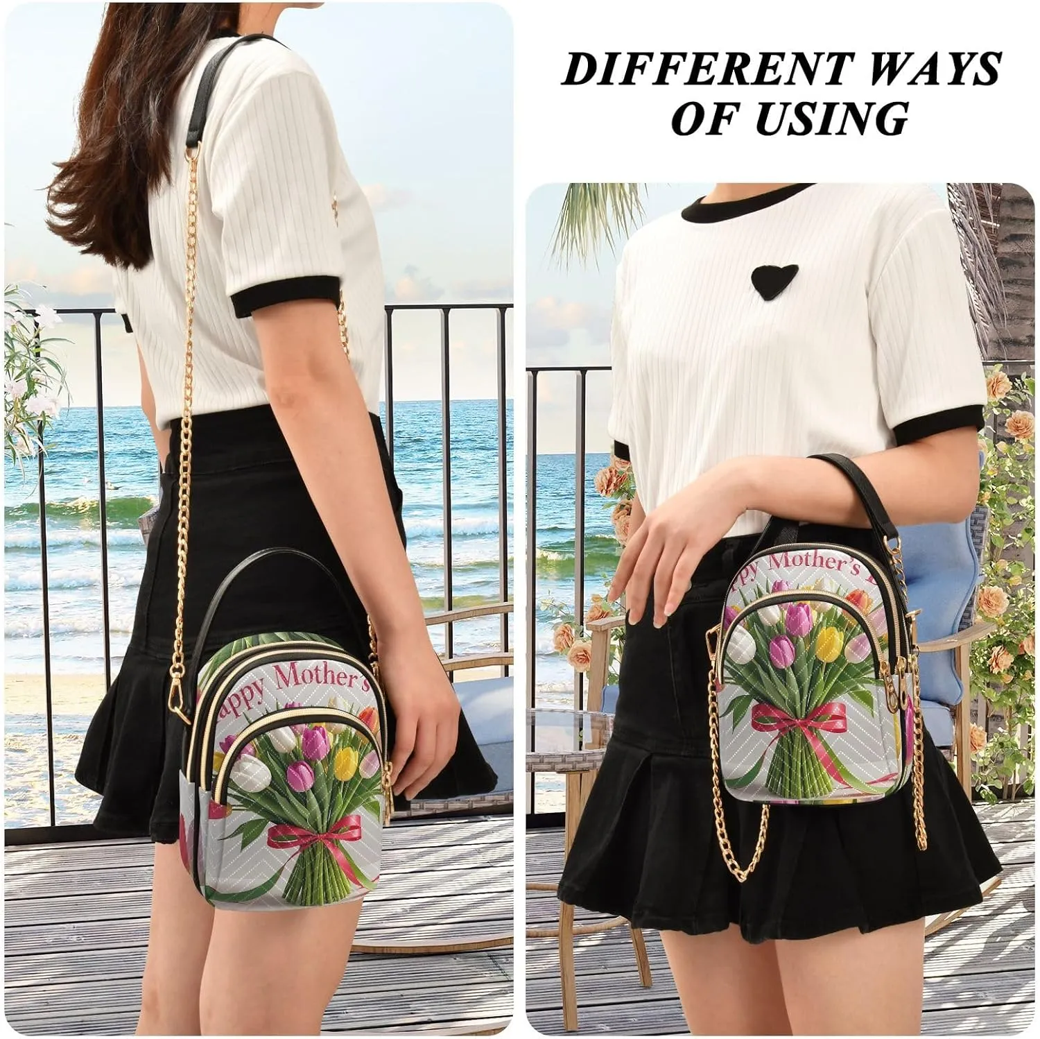 Cute Quilted Crossbody Bag Small Shoulder Purse Women's Handbags Phone Purse with Chain