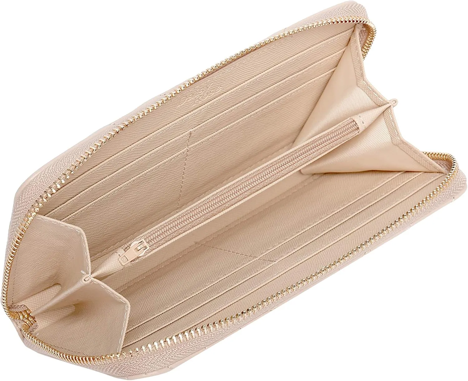 Daisy Rose Women’s Zip-Around Wallet & Phone Clutch with RFID Blocking, PU Vegan Leather (Beige)