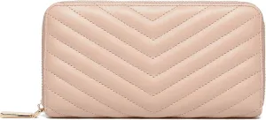 Daisy Rose Women’s Zip-Around Wallet & Phone Clutch with RFID Blocking, PU Vegan Leather (Beige)