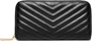 Daisy Rose Women’s Zip-Around Wallet & Phone Clutch with RFID Blocking, PU Vegan Leather (Black)