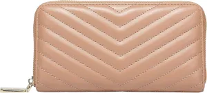 Daisy Rose Women’s Zip-Around Wallet & Phone Clutch with RFID Blocking, PU Vegan Leather (Blush)