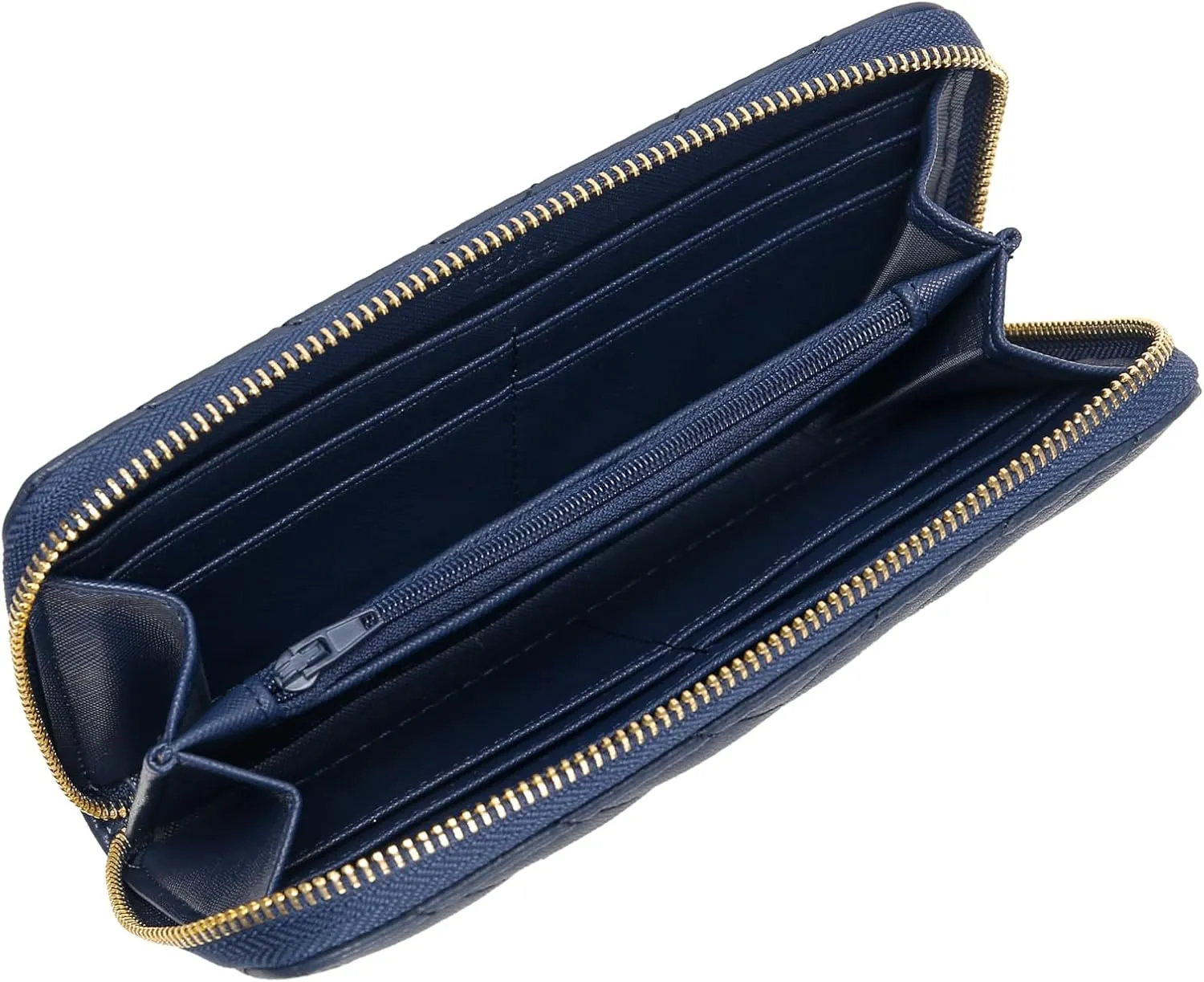 Daisy Rose Women’s Zip-Around Wallet & Phone Clutch with RFID Blocking, PU Vegan Leather (Dark Blue)