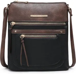 Dasein Crossbody Purse for Women Vegan Leather Shoulder Handbags Messenger Bags with Multi Zipper Pockets