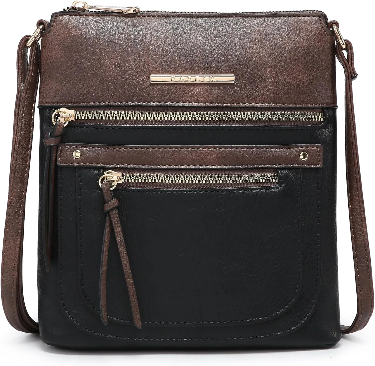 Dasein Crossbody Purse for Women Vegan Leather Shoulder Handbags Messenger Bags with Multi Zipper Pockets