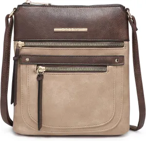 Dasein Crossbody Purse for Women Vegan Leather Shoulder Handbags Messenger Bags with Multi Zipper Pockets