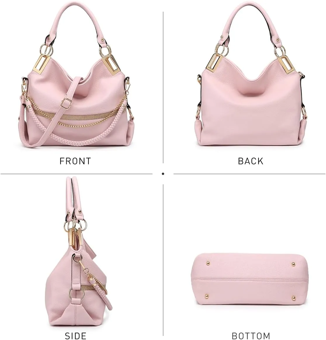 Dasein Purses for Women Vegan Leather Handbags Rhinestones Hobo Bags Tote Purse Shoulder Bag Ladies Handbag