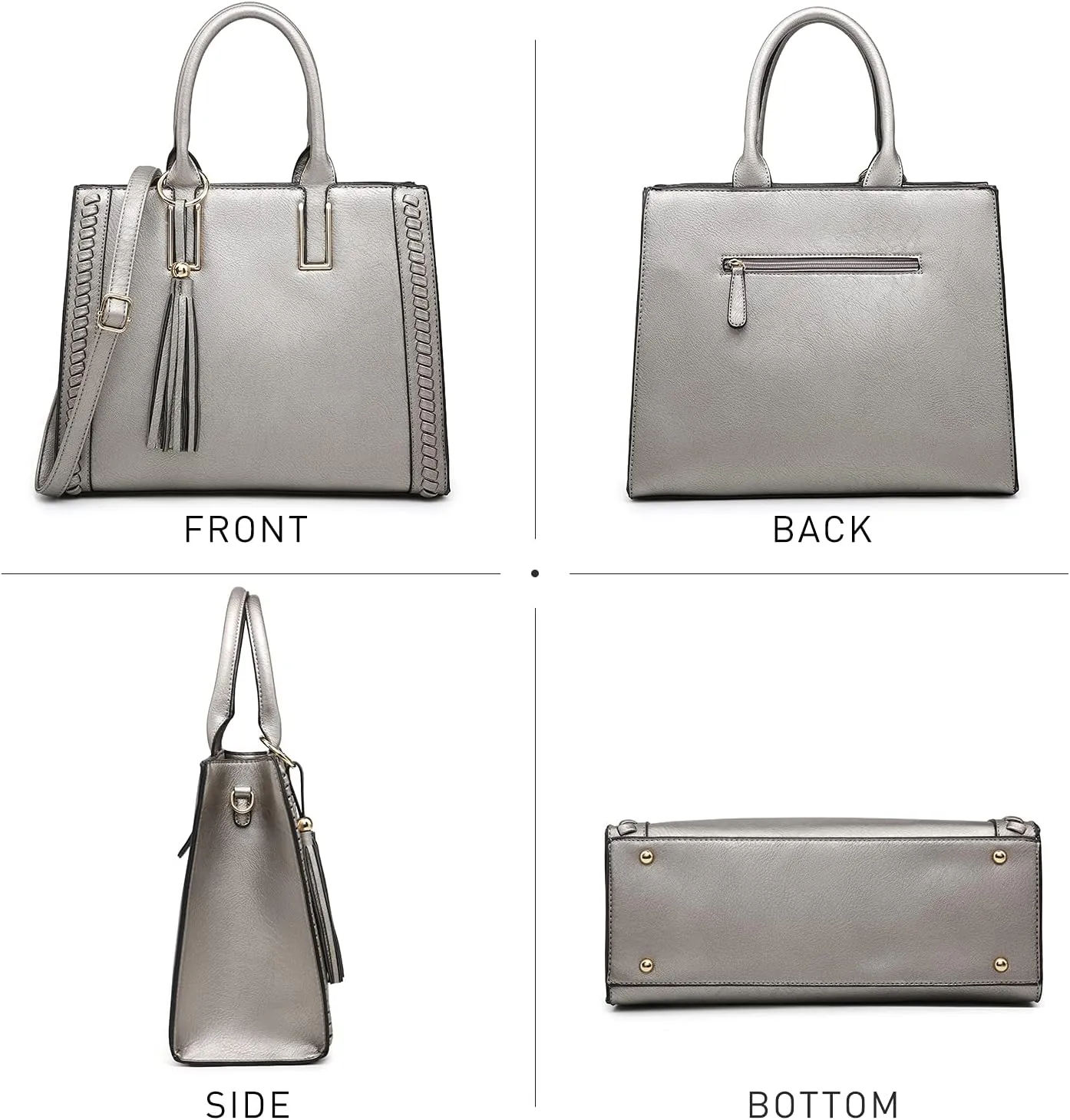Dasein Purses Handbags for Women Satchel Vegan Leather Shoulder Bags Work Tote for Ladies with Matching Clutch