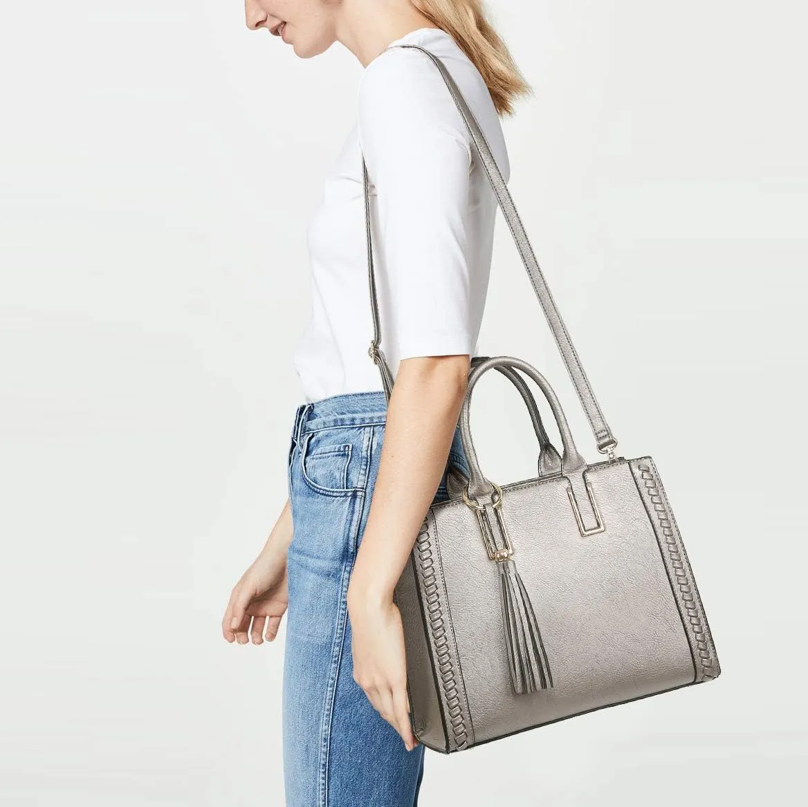Dasein Purses Handbags for Women Satchel Vegan Leather Shoulder Bags Work Tote for Ladies with Matching Clutch