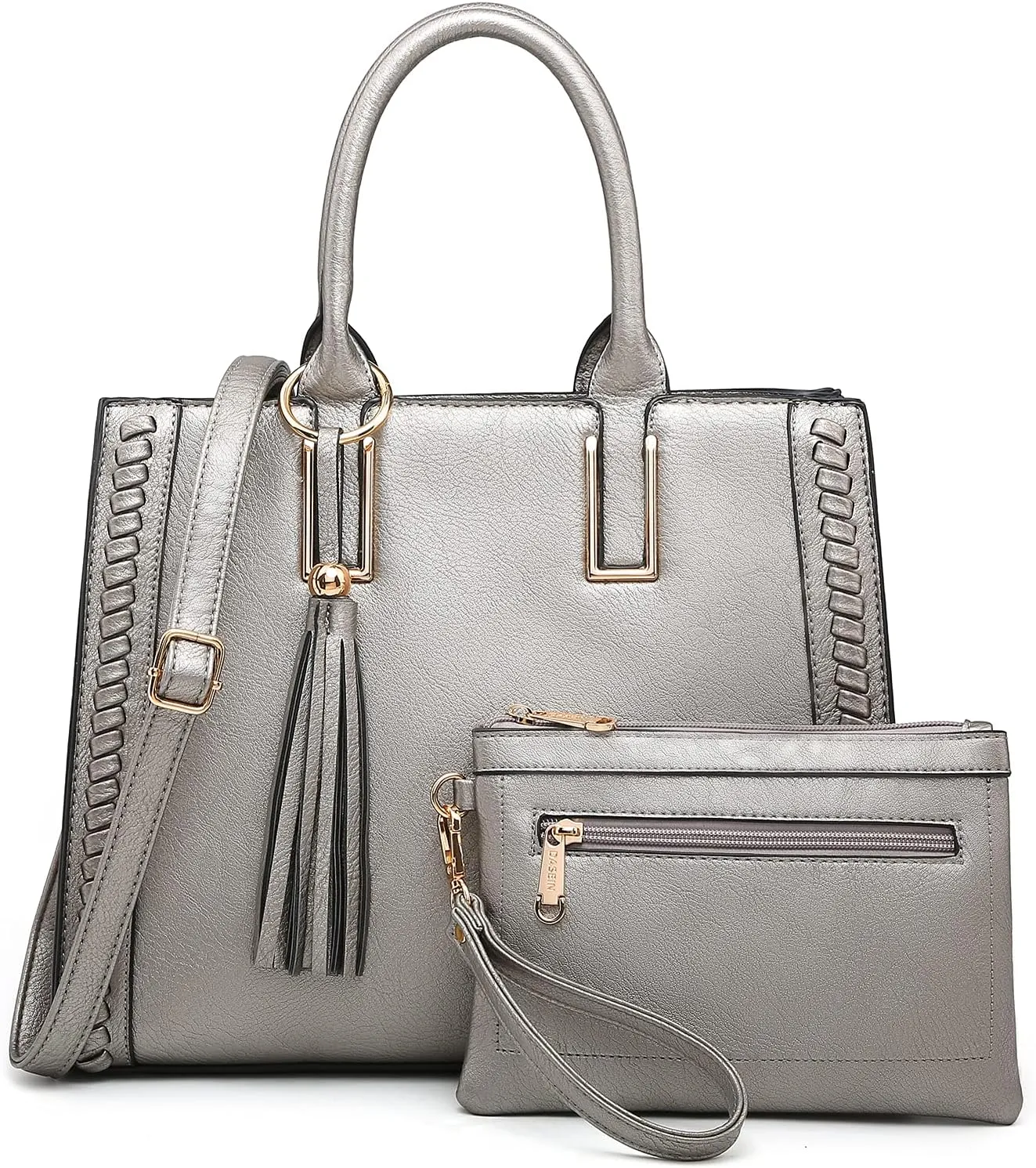 Dasein Purses Handbags for Women Satchel Vegan Leather Shoulder Bags Work Tote for Ladies with Matching Clutch