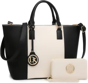 Dasein Satchel Purse Handbag for Women Large Shoulder Work Tote Bag With Matching Wallet