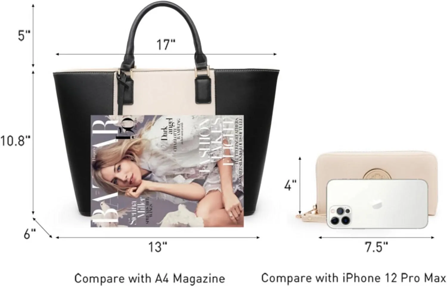 Dasein Satchel Purse Handbag for Women Large Shoulder Work Tote Bag With Matching Wallet