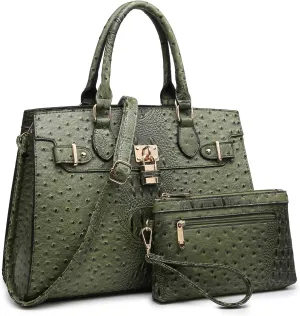 Dasein Women Handbags and Purses Ladies Shoulder Bag Top Handle Satchel Tote Work Bag with Matching Clutch
