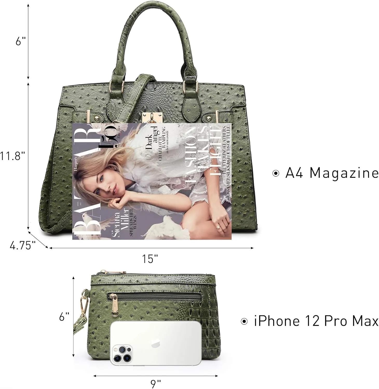Dasein Women Handbags and Purses Ladies Shoulder Bag Top Handle Satchel Tote Work Bag with Matching Clutch
