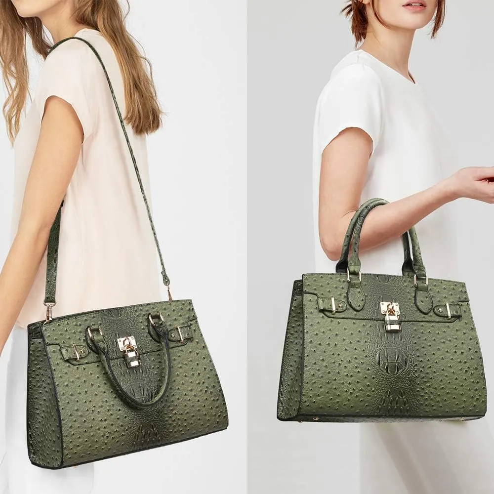 Dasein Women Handbags and Purses Ladies Shoulder Bag Top Handle Satchel Tote Work Bag with Matching Clutch