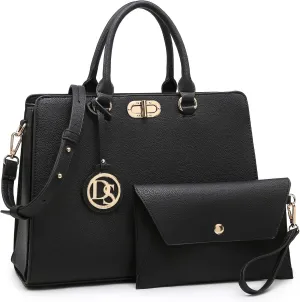 Dasein Women Handbags Purses Ladies Work Purse Satchel Tote Top Handle Shoulder Bags with Matching Clutch