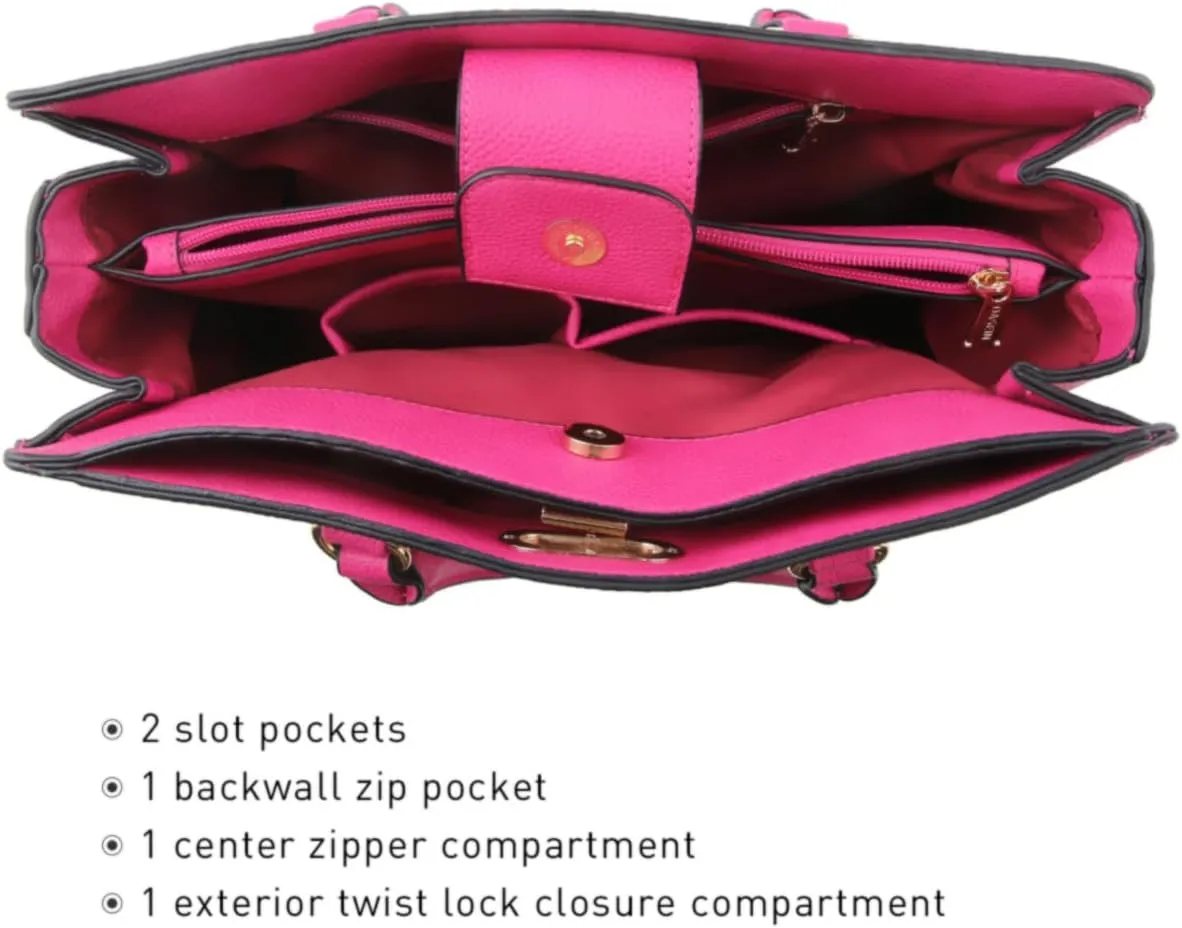 Dasein Women Handbags Purses Ladies Work Purse Satchel Tote Top Handle Shoulder Bags with Matching Clutch