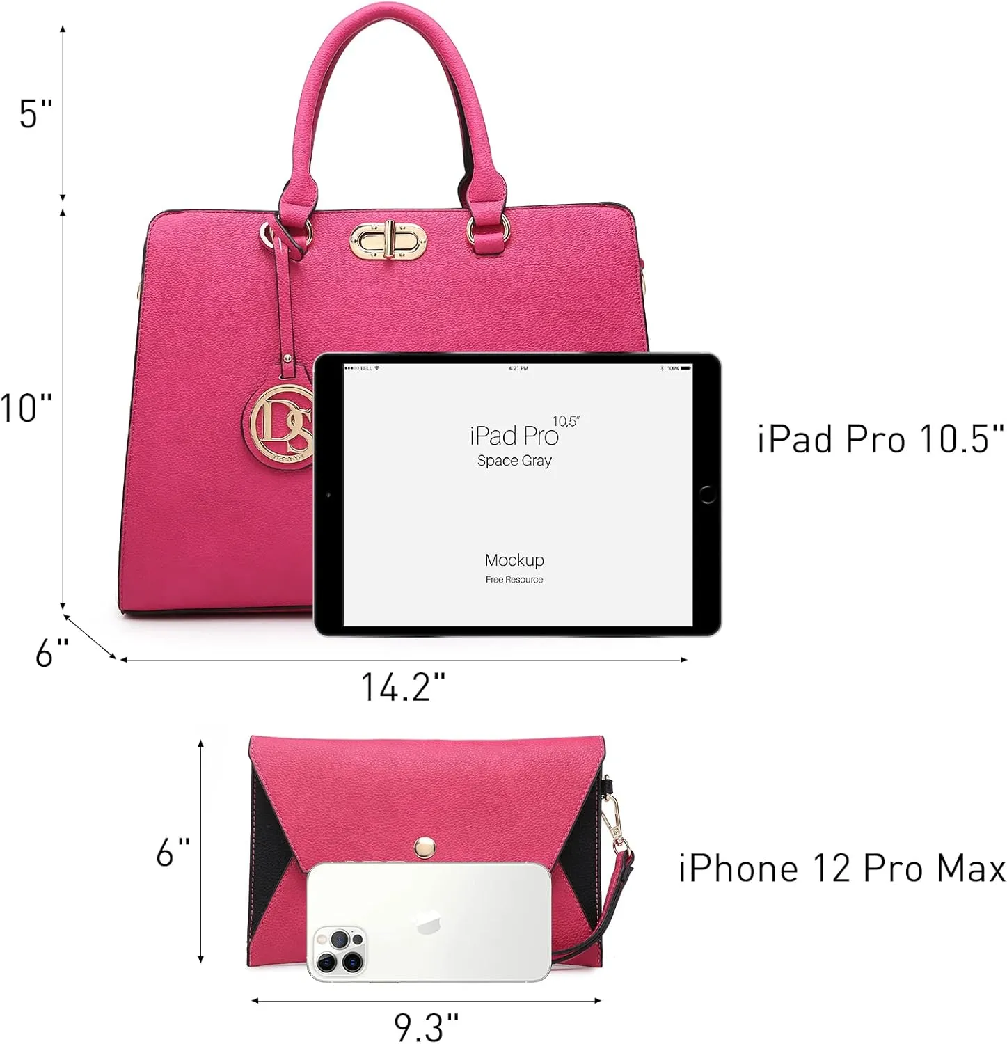 Dasein Women Handbags Purses Ladies Work Purse Satchel Tote Top Handle Shoulder Bags with Matching Clutch