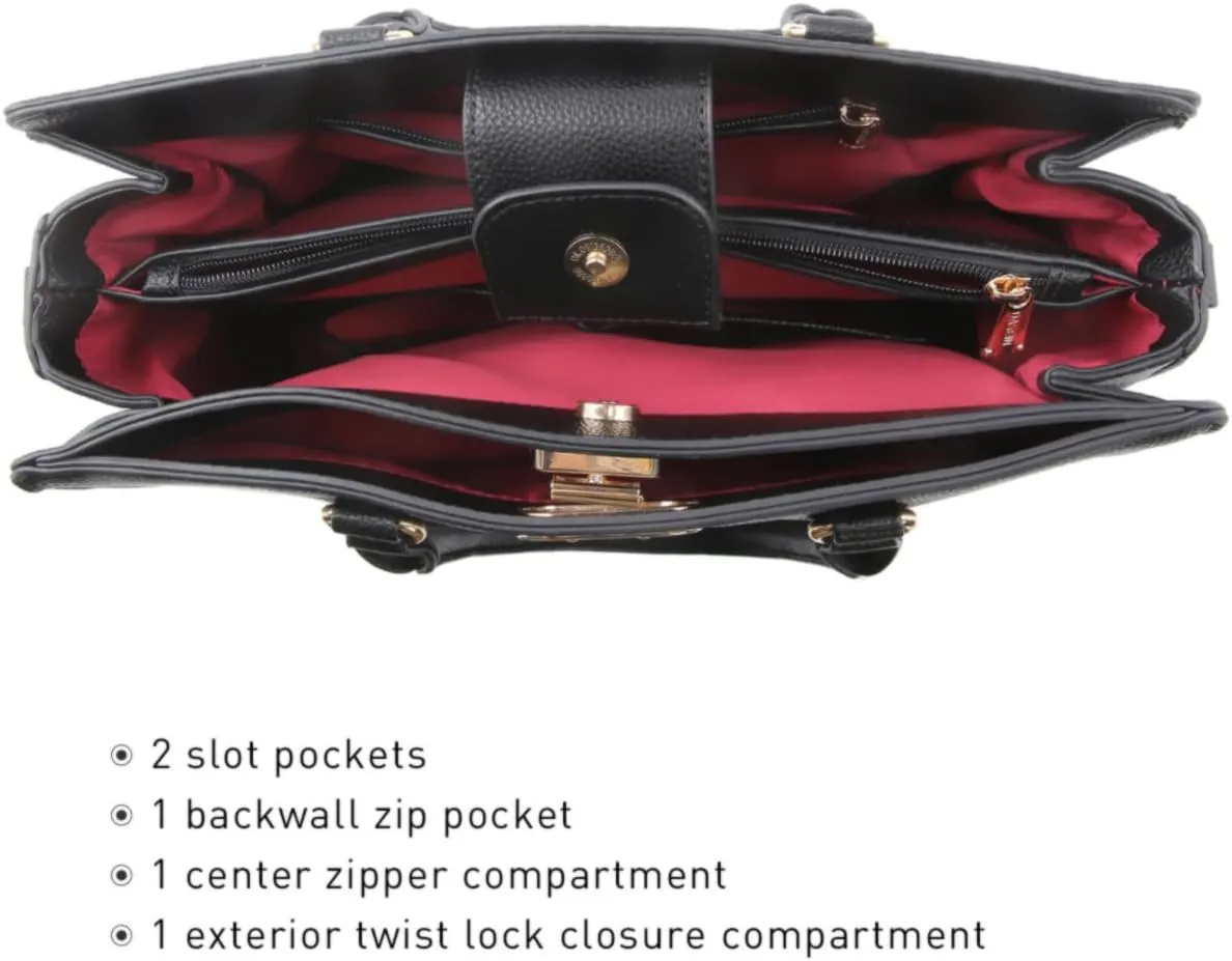 Dasein Women Handbags Purses Ladies Work Purse Satchel Tote Top Handle Shoulder Bags with Matching Clutch