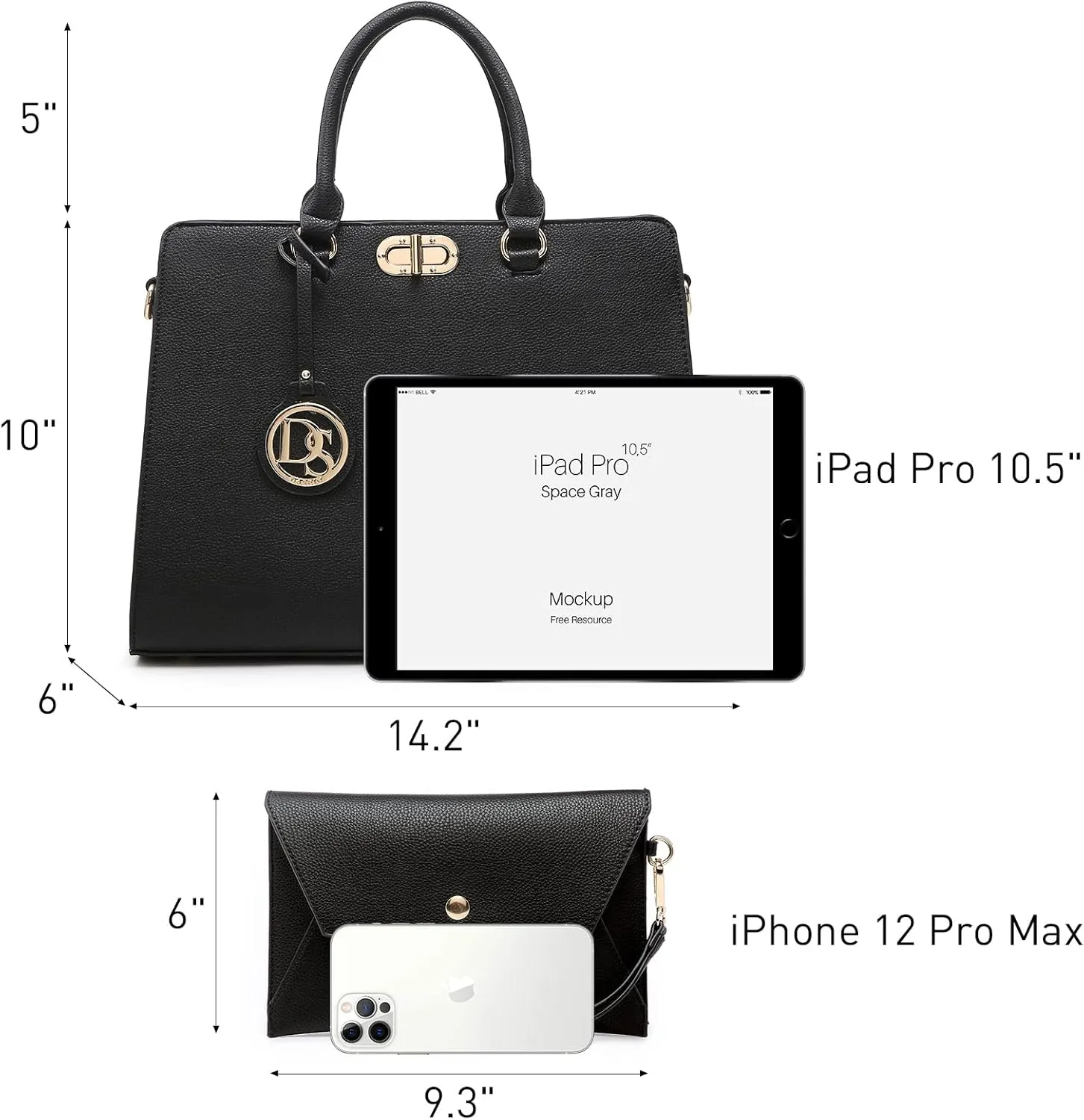 Dasein Women Handbags Purses Ladies Work Purse Satchel Tote Top Handle Shoulder Bags with Matching Clutch