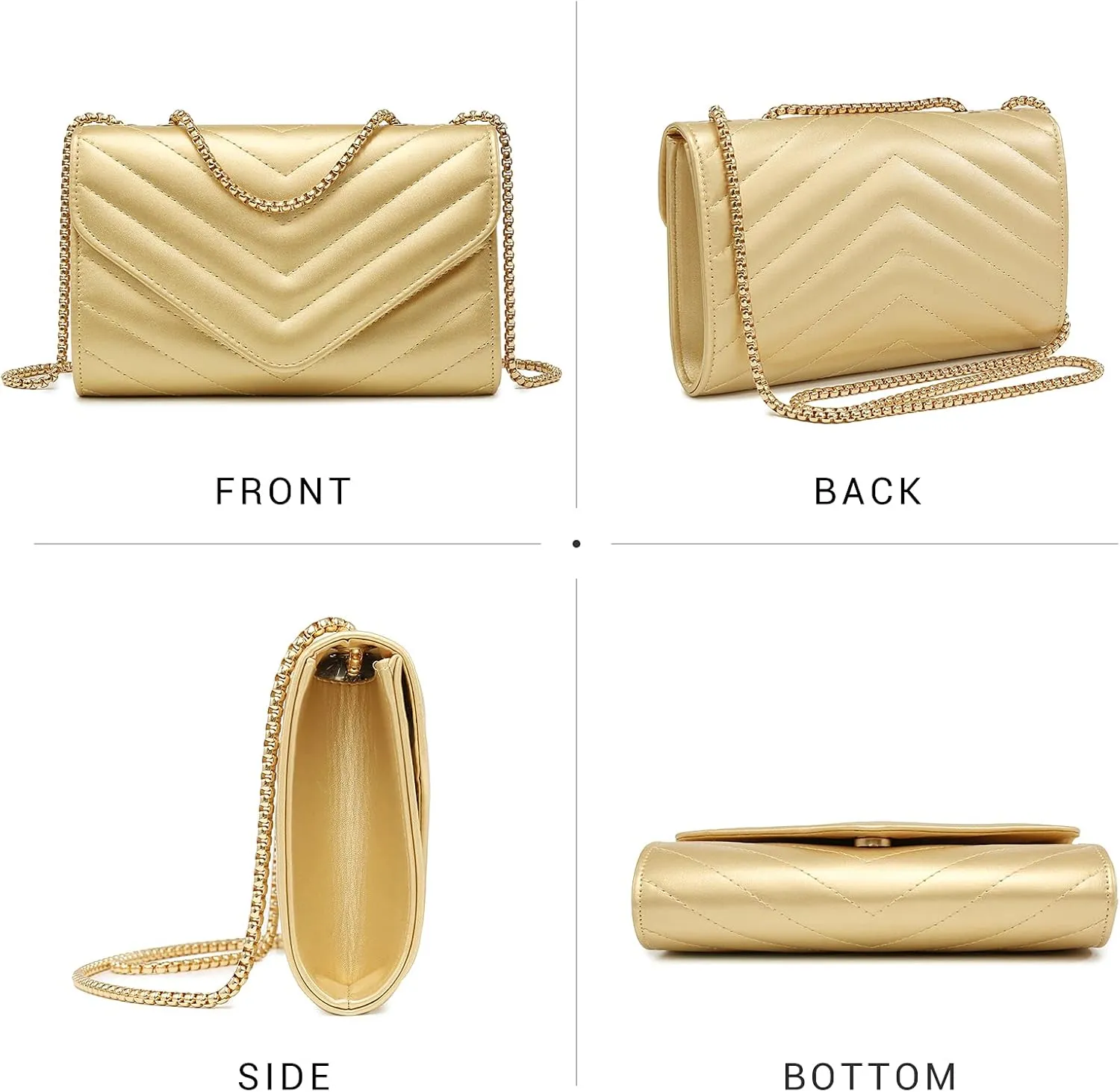 Dasein Women Small Quilted Crossbody Bags Stylish Designer Evening Bag Clutch Purses and Handbags with Chain Shoulder Strap
