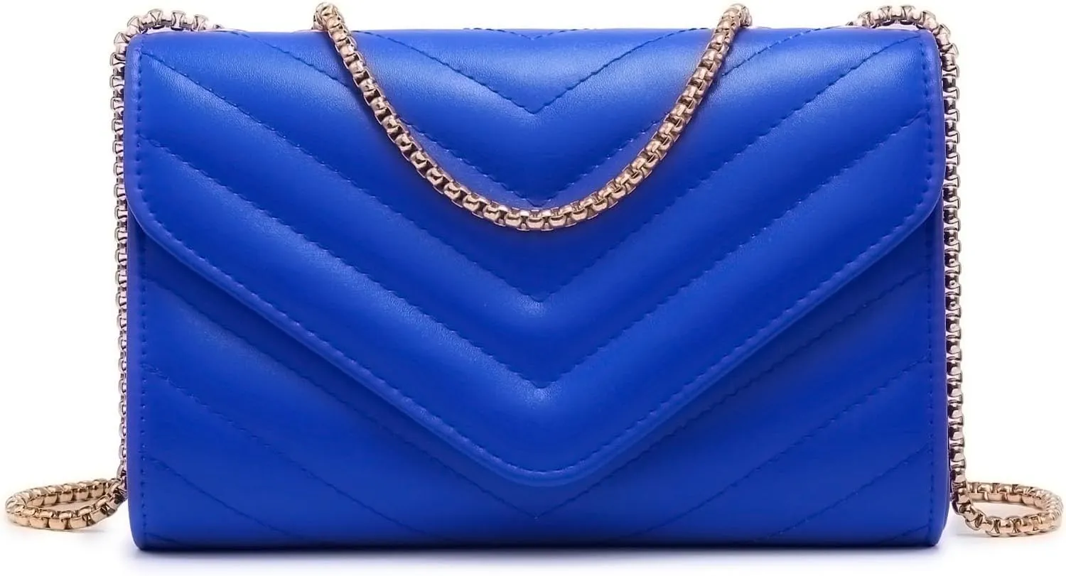 Dasein Women Small Quilted Crossbody Bags Stylish Designer Evening Bag Clutch Purses and Handbags with Chain Shoulder Strap