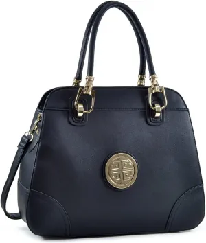 Dasein Womens Satchel Handbags Shoulder Purses Top Handle Bags (1-Black)
