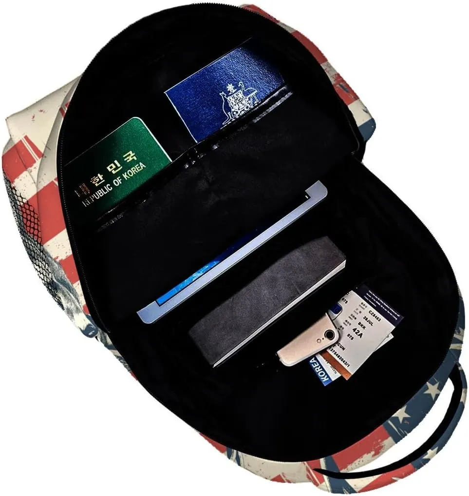 Deer American Flag Backpack Travel Backpacks Laptop Rucksack,School Bookbag for Women Kids Boys Girls,Patriotic Wildlife Back Pack Accessories Bags,Ideal Gifts for Work, Outdoor Adventures
