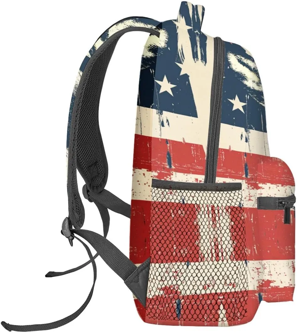 Deer American Flag Backpack Travel Backpacks Laptop Rucksack,School Bookbag for Women Kids Boys Girls,Patriotic Wildlife Back Pack Accessories Bags,Ideal Gifts for Work, Outdoor Adventures