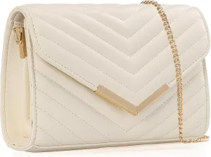 DEXMAY Women Clutch Purses Fashion Quilted Vegan Leather Envelope Evening Handbags Crossbody Bags with Chain Shoulder Strap