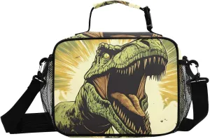 Dinosaur Closeup Roar Lunch Box for Men Women Insulated Lunch Bag for Travel, Work, Picnic, Reusable Cooler Tote Bag with Adjustable Shoulder Strap
